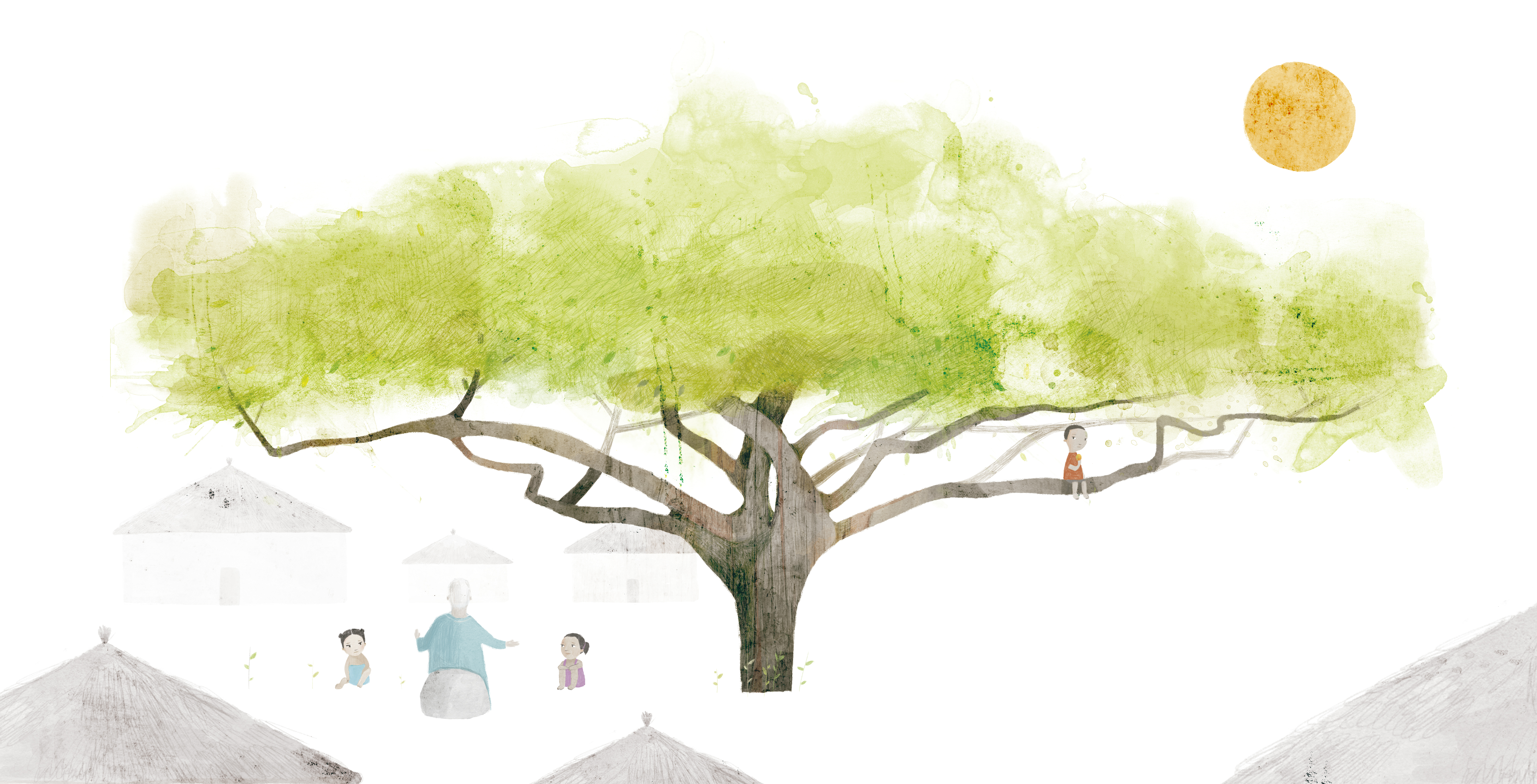 Ilustración de Un maravilloso día de lluvia